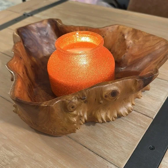 Stunning Burlwood Birdseye Wooden Bowl Vintage 12.5” long 10” wide 4” tall - Picture 2 of 6